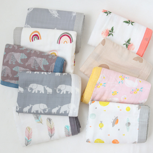 Four-layer bamboo cotton gauze baby blanket, thin quilt blanket, muslin baby blanket, newborn baby blanket, swaddle blanket