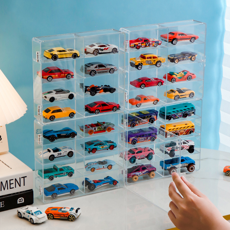 Hot wheels storage box alloy car model TOMICA1:64 children's toys multi-card transparent collection rack Hot wheels storage box alloy car model TOMICA1:64 children's toys multi-card transparent collection rack