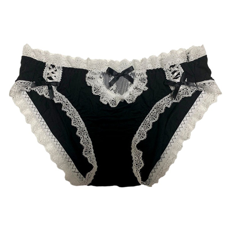 Estilo japonés blanco dulce Maid ropa interior baja cintura sexy LACE Edge cómodo Linda chica briefs