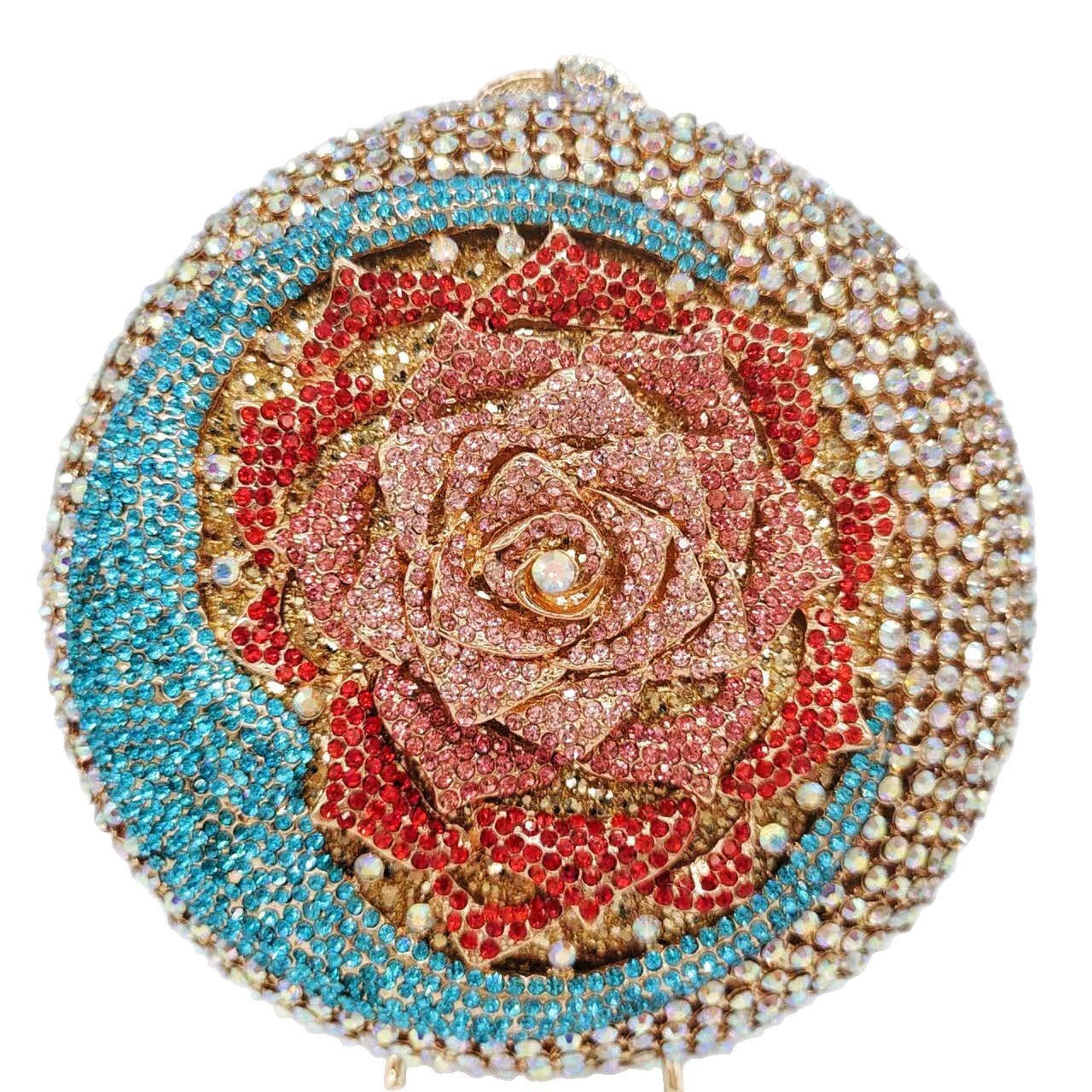 Nuevo cross-border moonflower diamond banquete bolso de diamante bolso de mano bolso de moda bolso de mujer duro