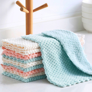 Thickened cleaning kitchen rag pineapple grid dish towel non-stick oil not easy to lint lazy rag absorbent hand towel