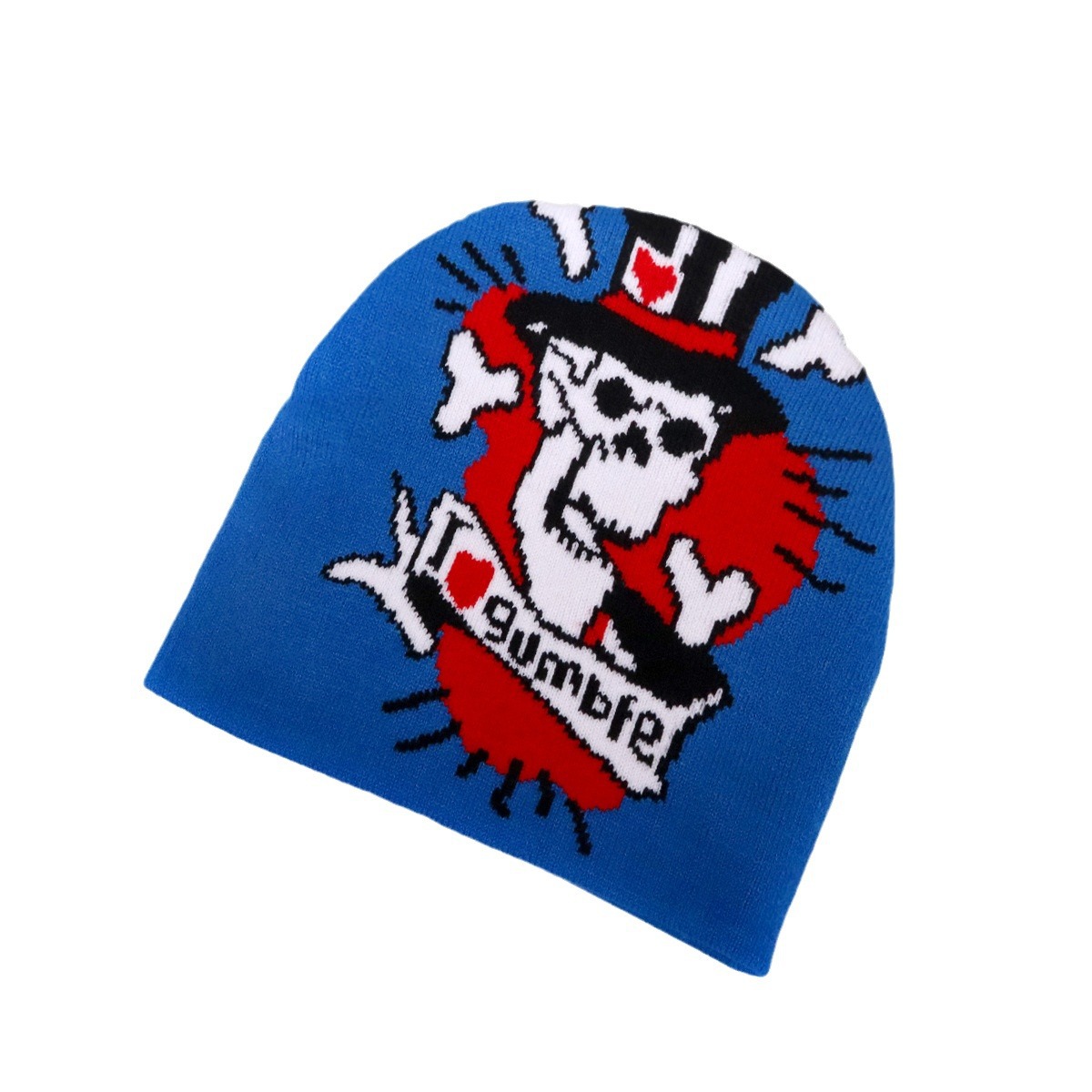 Chapeau de crâne de lettre d'Halloween, chapeau en tricot acrylique, chapeau chaud d'automne/hiver_voghion.com