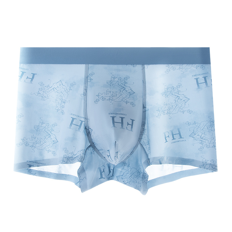 Procesamiento de ropa interior de hombre de seda de hielo personalizada, calzoncillos bóxer cómodos transpirables de secado rápido sin costuras de verano, pantalones cortos de hombre de talla grande