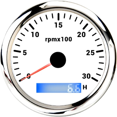 85mm modified car and automobile instrument - 3000rpm-silver-edge-white-base