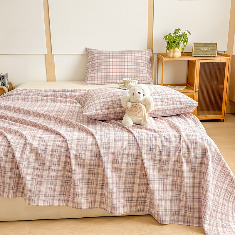 Una clase de sábanas de algodón lavado de algodón de una sola pieza de algodón 100 dormitorio individual doble edredón individual funda de almohada de tres piezas 2025 nuevo estilo