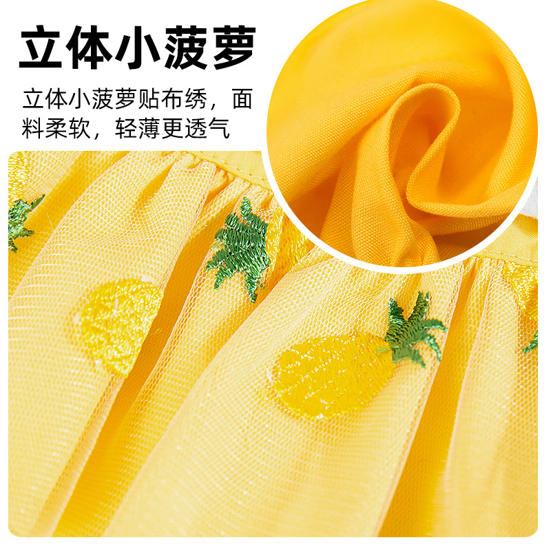 Puppy verano falda liga nube fresa falda de malla bordada gato vestido de dos piernas ropa de perro mascota