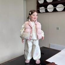 2025冬季新款女童童装韩版甜美棉马甲卡通加绒卫衣碎花加绒休闲裤