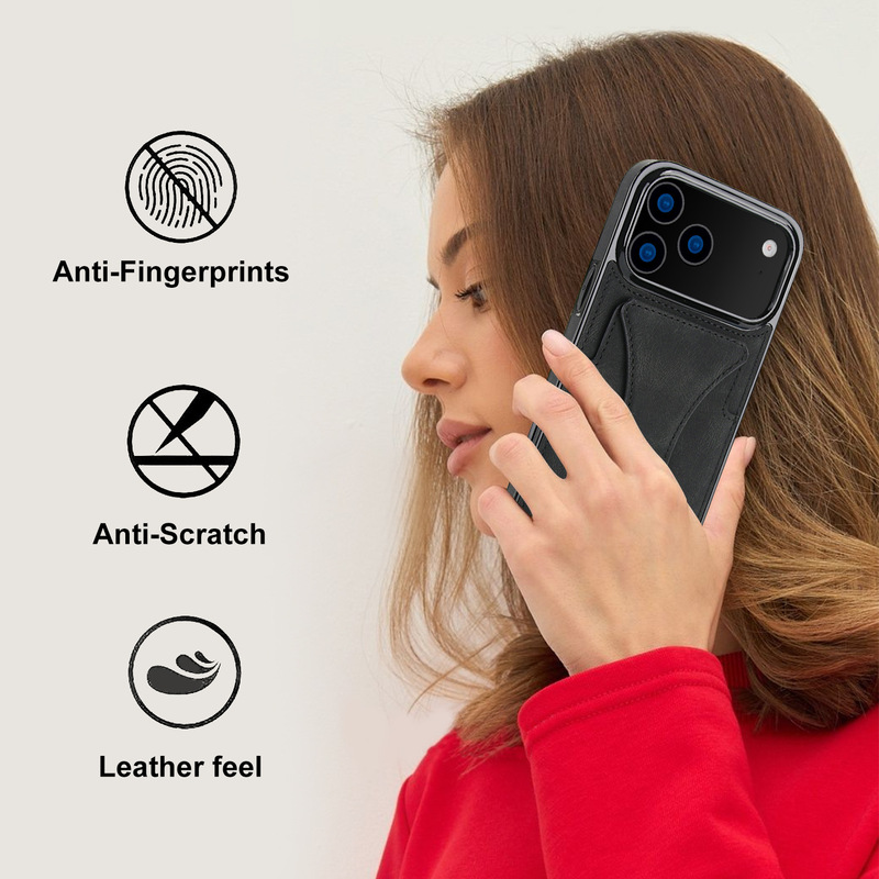 梦幻插卡皮纹折叠适用iPhone17手机壳跨境卡包支架苹果16防摔皮套|undefined