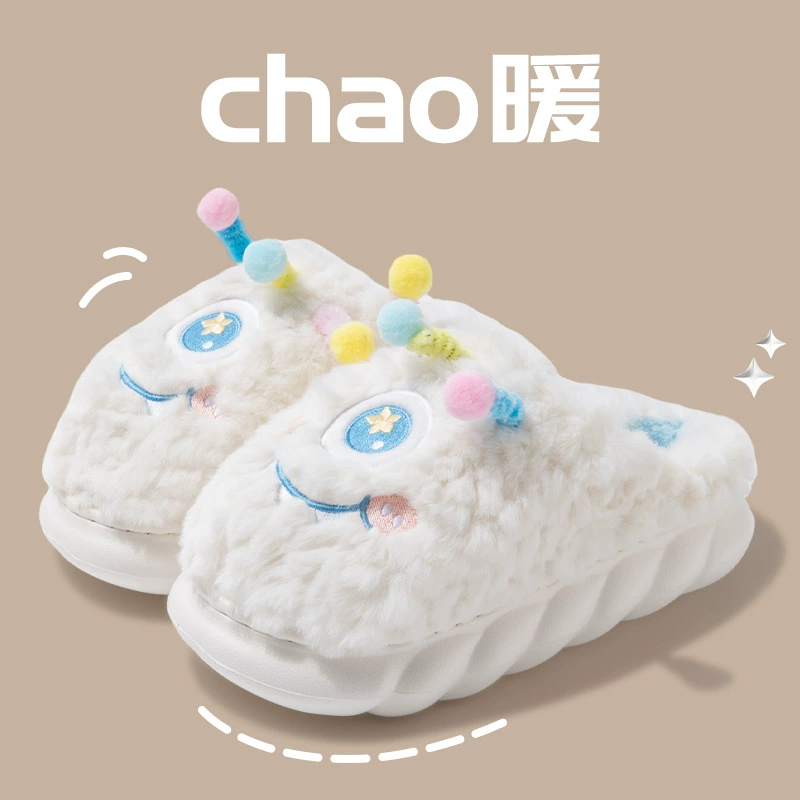 Хлопковые тапочки с мультяшным принтом Nanbo Wan, женские осенне-зимние домашние хлопковые тапочки с милым монстром на ощупь