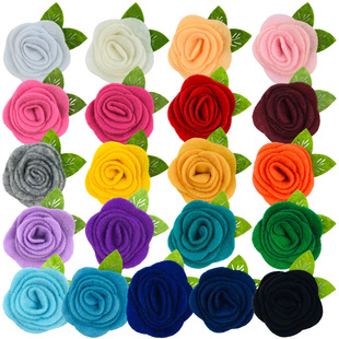 4cm non-woven green leaf flower hairpin skirt shoes bag phone case accessories rose flower pet ornaments in stock