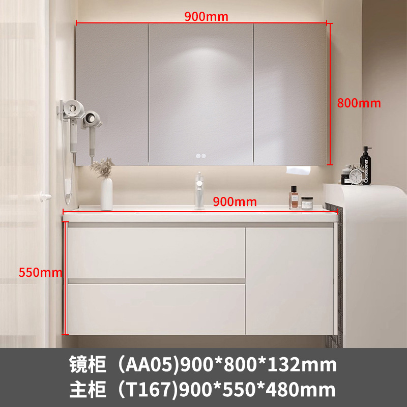 バスルームキャビネットミラーキャビネットセット一体型セラミック洗面器美容ミラー収納キャビネットバスルームシンク304ステンレス鋼キャビネット|undefined