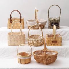 藤編み手提げ花かご生け花竹かご収納かご編み花編み細工品柳編み竹かご竹かご