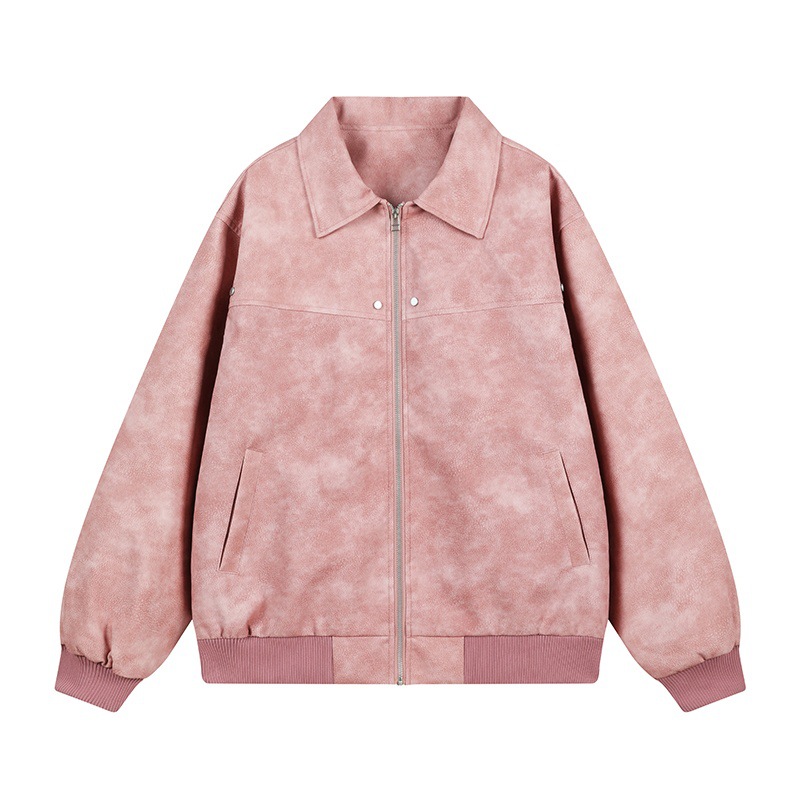 Hombres y mujeres 2024 nuevo estilo americano temperamento retro texturas chaqueta de solapa atada teñida tendencia chaqueta de chaqueta de chaqueta