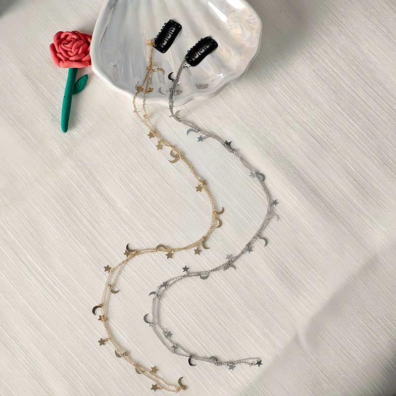 Корейская версия знаменитого аксессуара для волос с плетеной цепочкой в ​​стиле луны и звезды, невидимая заколка для волос в виде супер феи для женщин.