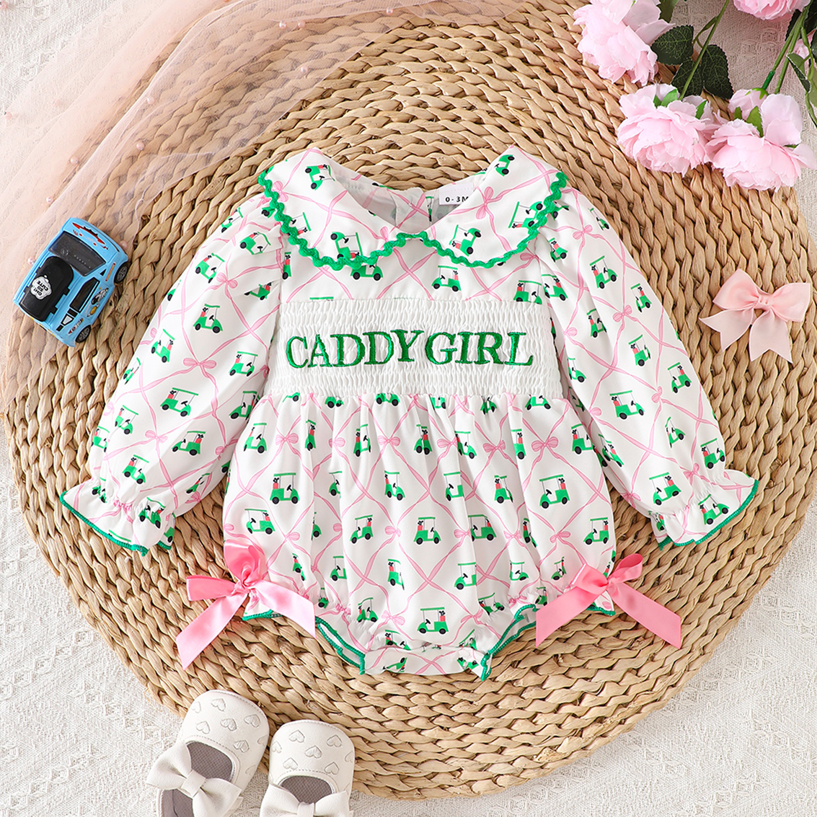 2025 European and American Export Infant and Girls' Clothing Autum New Golf Embroidered Lapel Hoodie