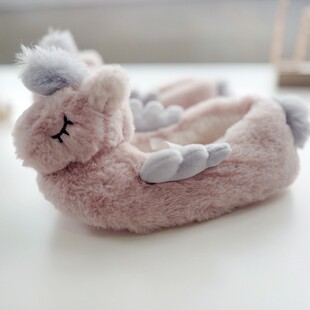 Halluci Cute Unicorn Shape Ladies Home Autumn and Winter Plush Warm Family Slippers Kidsren's Style