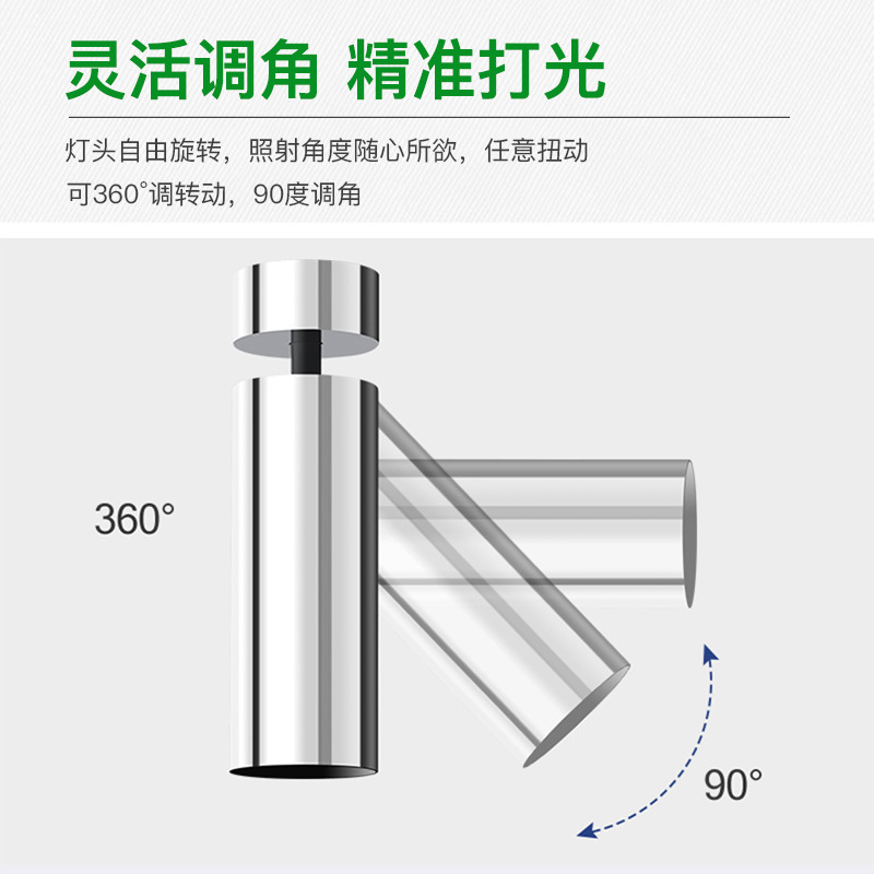 中古包豪斯风格不锈钢明装射灯全光谱客厅背景墙电镀银色led射灯|undefined