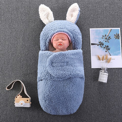 Baby blanket, newborn sleeping bag, blanket, autumn and winter thickened newborn baby anti-jump swaddle 0-6 months supplies