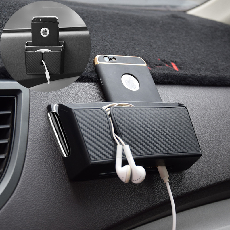 Cross-border Car Mobile Phone Holder Glasses Storage Box Carbon Fiber Glue Paste Type Dual-use Seat Gap Storage Box for Home and Car