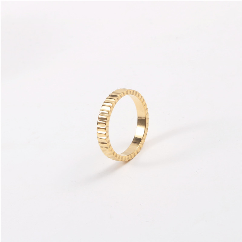 1 Piece Quantity Daily Occasion Retro Stripe Solid Color Titanium Steel Rings 1 Piece
