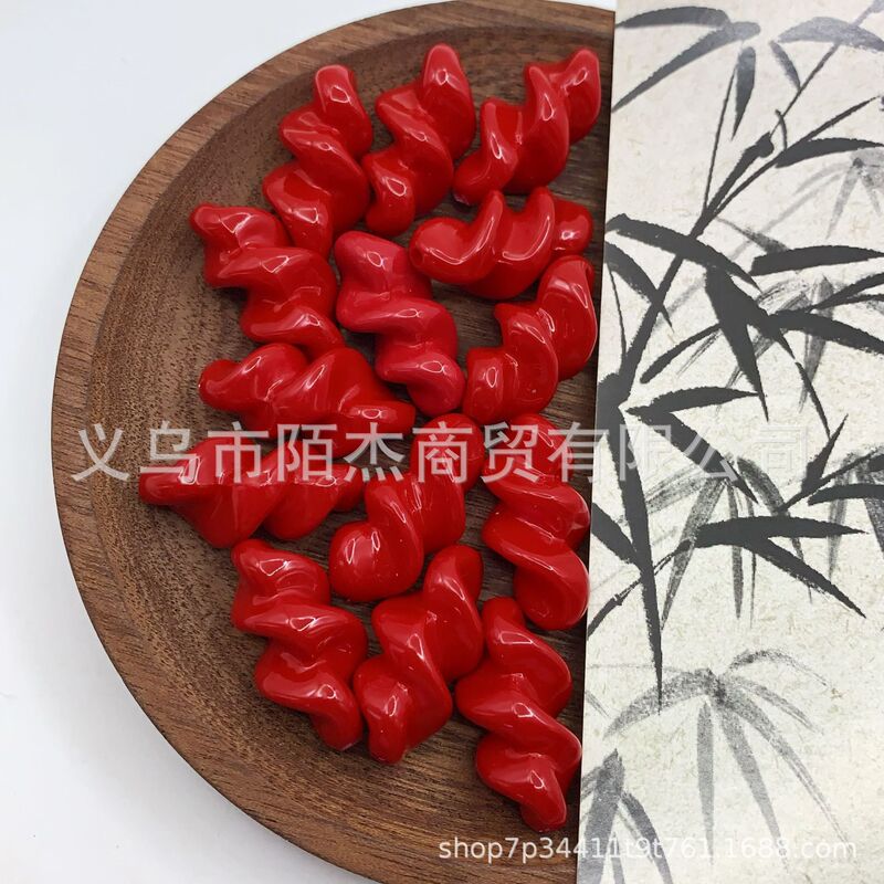 直孔烤漆15色浪味仙螺纹彩色珠 DIY串珠散珠手机链条挂件材料配饰|undefined