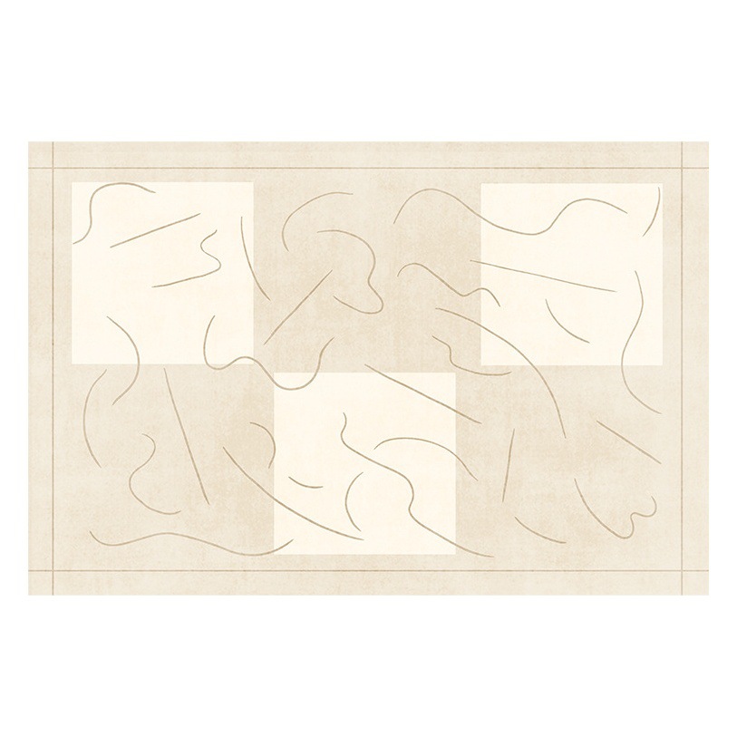 Alfombra de estilo crema Alfombra de sala de estar Dormitorio Manta de borde de cama Sofá Mesa de centro Estera Casa de alquiler de gran superficie totalmente pavimentada
