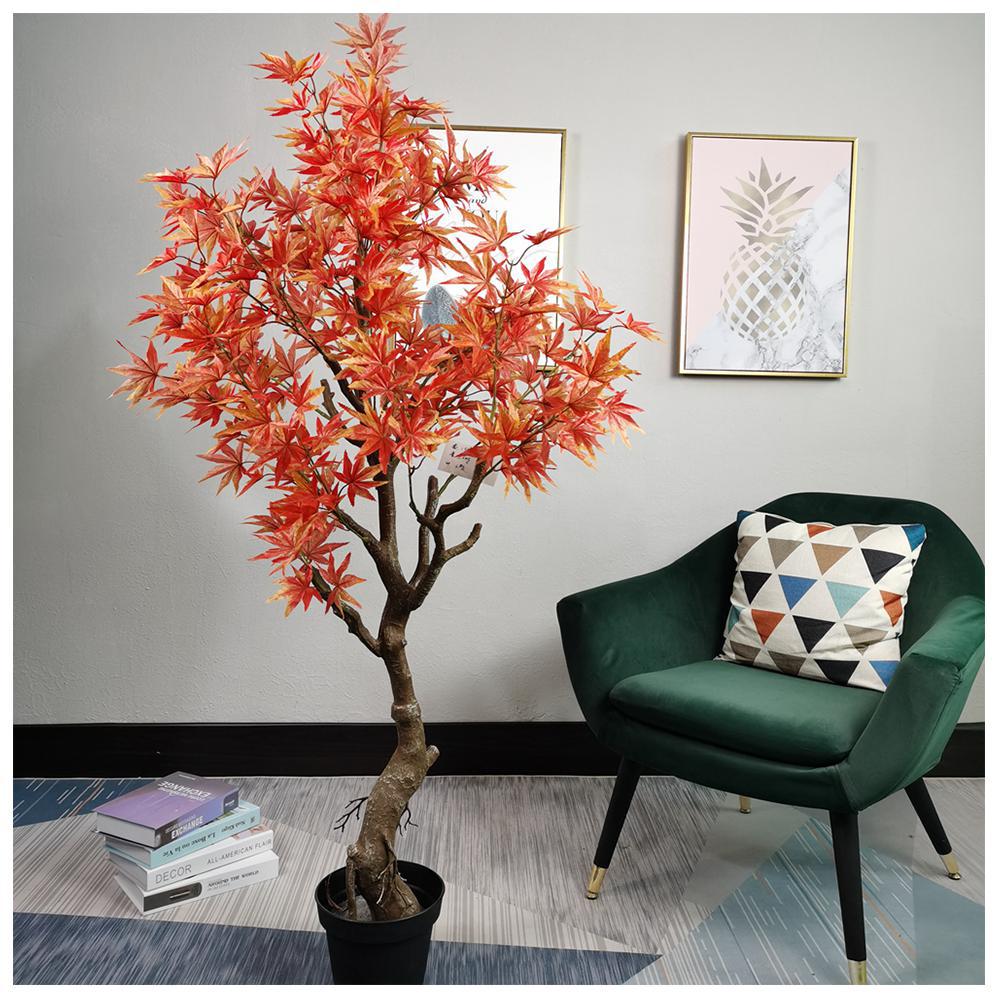 Simulación Arce en maceta Artificial Madera maciza Simulación Planta verde Pequeño Arce rojo Árbol falso Decoración interior Fabricante al por mayor de arce