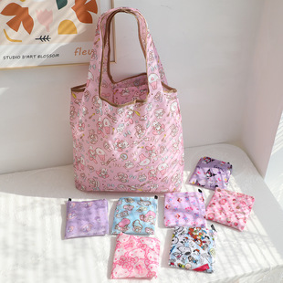 New cartoon 210D small size foldable shopping bag small size polyester eco-friendly bag cartoon hand shoulder bag