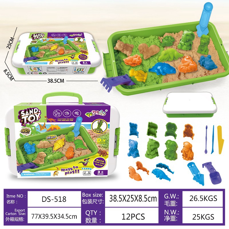 Juguetes para niños arena de almacenamiento conjunto de pastel helado maleta arena de cuarzo plástica arena de color juegos