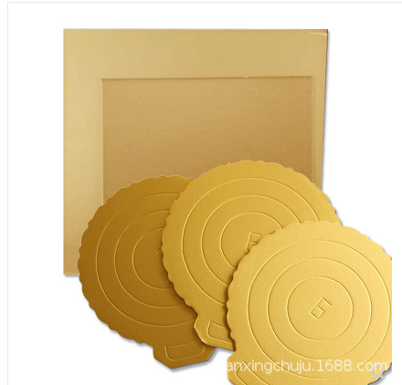 6寸8寸10寸 加厚 金色蛋糕底托垫片圆形正方形波浪边带把手慕斯底