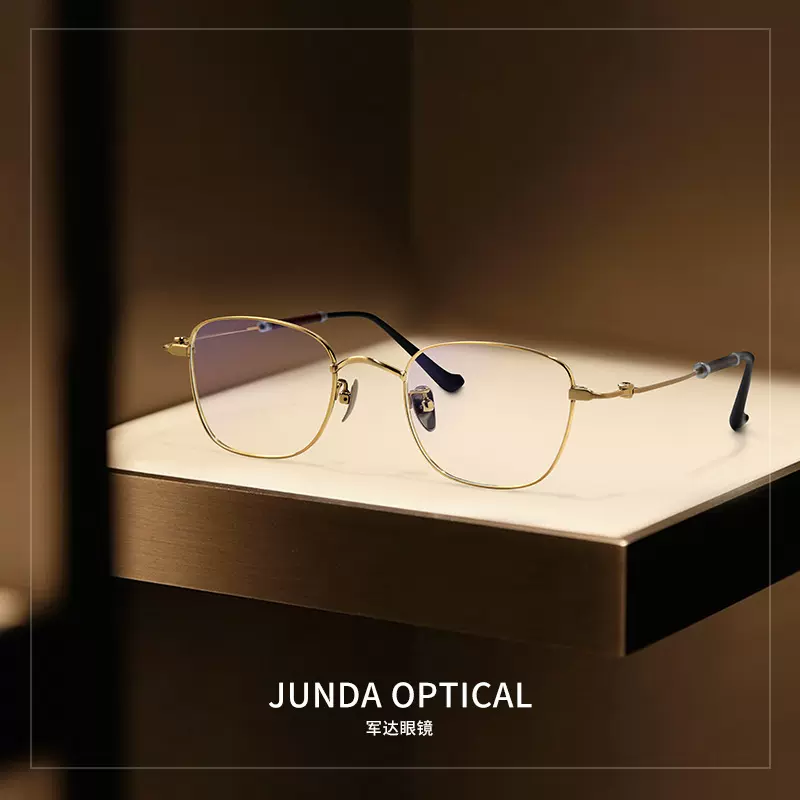 军达纯钛镜框全框复古近视眼镜檀木眼镜厂家批发高级感纯钛架640