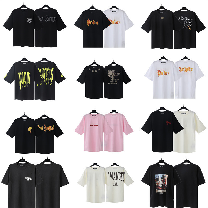 Long-Term Supply of Authentic Palm Angels Cross-Border Ink-Splattered Letter Print Round Neck Short-Sleeve Loose Fit T-Shirts Long-Term Supply of Authentic Palm Angels Cross-Border Ink-Splattered Letter Print Round Neck Short-Sleeve Loose Fit T-Shirts