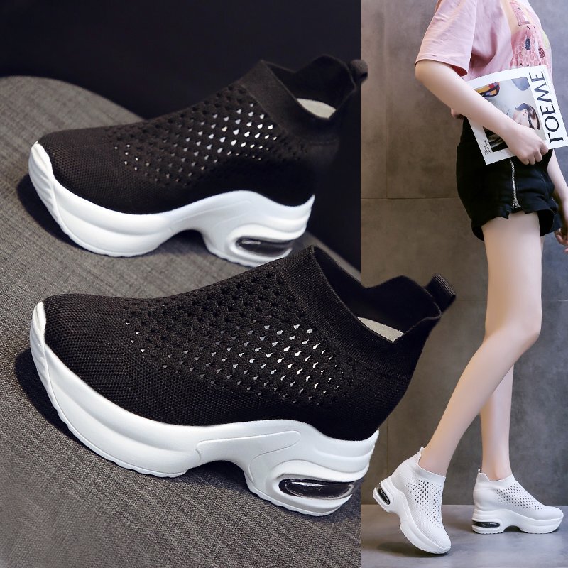 Korean White Dad Sneakers for Women 2026 New Autumn Style Height-Increasing Women's Shoes with Breathable Mesh and Thick-Soled Trendy Sneakers