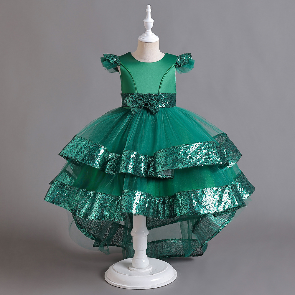 Navidad nuevo niñas princesa vestido de malla pettiskirt pequeño anfitrión flor niña lentejuelas piano rendimiento vestido
