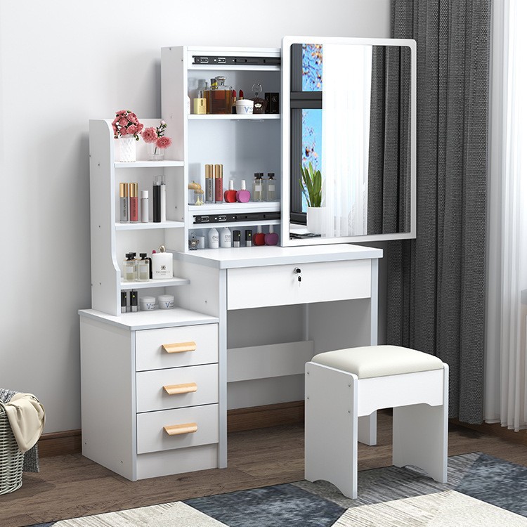 La explosión transfronteriza de la mesa de tocador de nuevo dormitorio pequeño tipo de mesa de maquillaje tipo tablero de mesa de maquillaje en una sola mesa de maquillaje espejo push-pull mesa de maquillaje