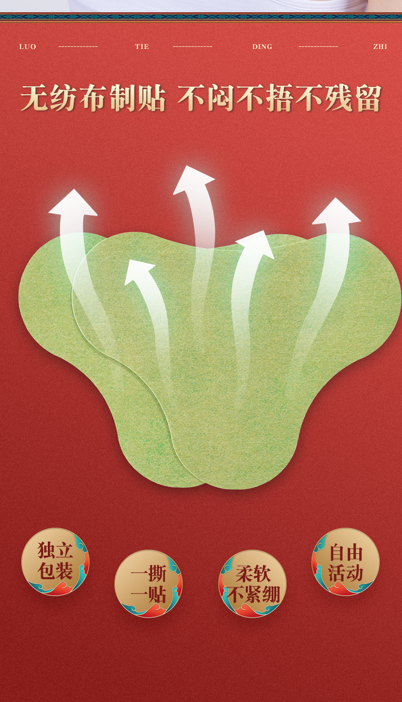 Mugwort Herbal Patch Ai Tie 艾草贴 Knee and Neck Topical Application Customizable Bare Patch for Wellness Massage in use