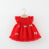 Summer dress, colored decorations with bow, 2023 collection, children's clothing, Korean style