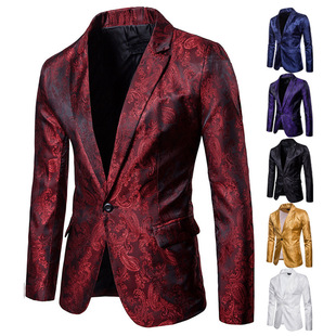 New Men's Suit, Palace Style Dark Pattern Design, Fashionable One-Button with Slim Fit Men's Suit Jacket