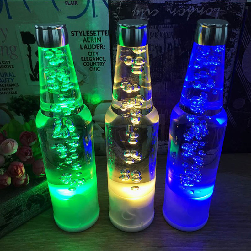 亚克力酒吧台灯 LED充电咖啡圆柱射灯 七彩云酒瓶台灯KTV酒馆台灯