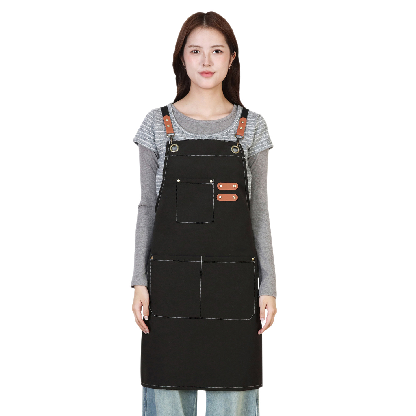 Delantal de Cocina y Trabajo de Poliéster Ajustable e Impermeable con Múltiples Bolsillos