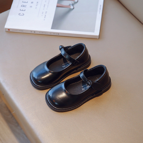 2024 Autumn New Girls' Leather Shoes Little Girls British Style Princess Single Shoes Korean Style Student Performance Small Leather Shoes