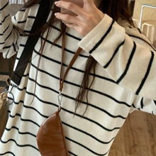 2025早秋新款韩版条纹情侣款宽松保暖长袖磨绒拼袖打底衫女装