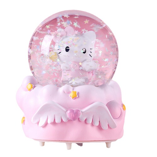 Cartoon Angel Cute Cat Crystal Ball Ornament Creative Glowing Glass Water Ball Girl Heart Bedside Ambient Light