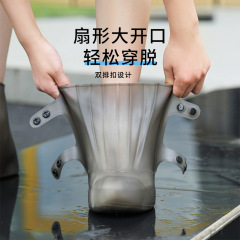 防水靴カバー、屋外用男性用および女性用レインシューズカバー、ミッドチューブシリコン雨の日フットカバー、滑り止め、厚みがあり耐摩耗性、ポータブルレインブーツカバー