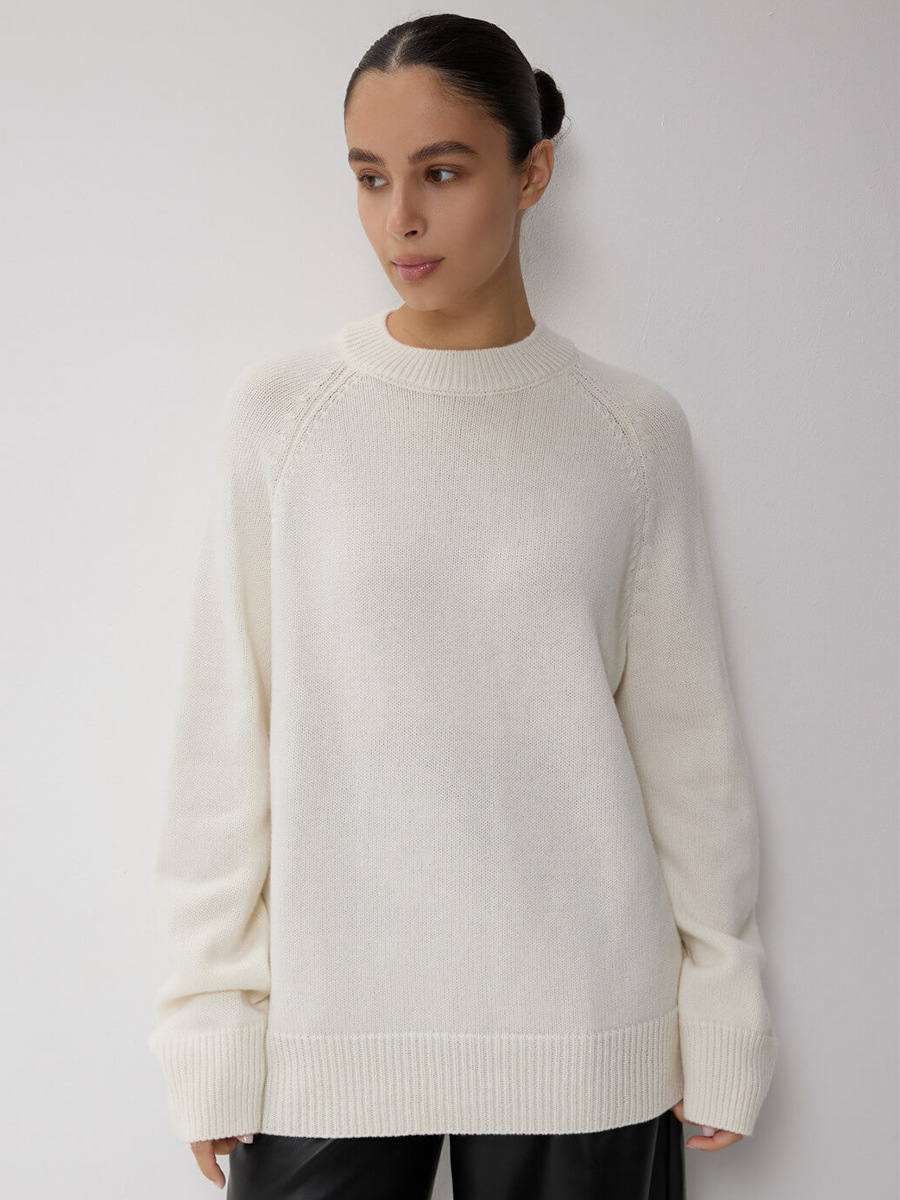 Suéter de cuello redondo transfronterizo para mujeres Europa y los Estados Unidos 2025 otoño y invierno suéter de lana de punto suelto suéter simple para mujeres