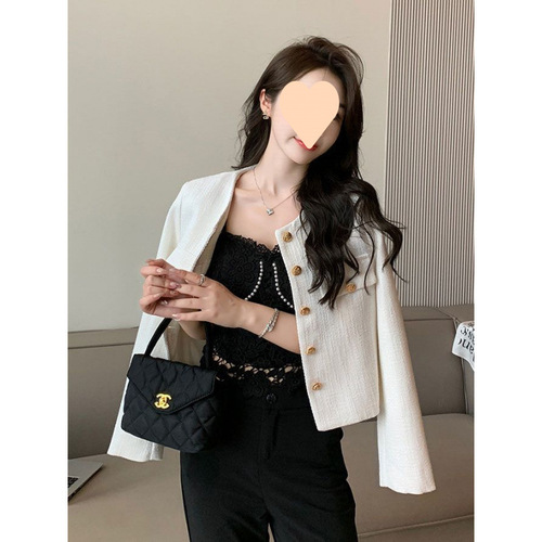 Korean autumn clothes, new western-style short chanel style coat, feminine temperament, high-end small top