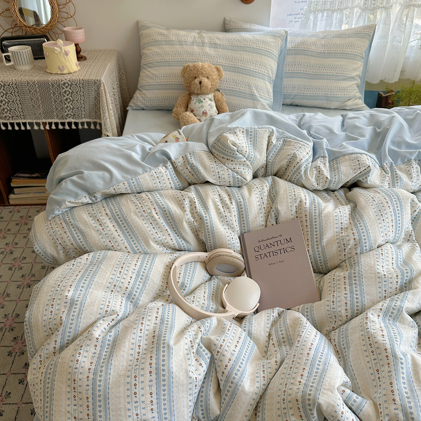 Madre y bebé de clase A dormir desnudo ultra suave cuatro piezas de algodón puro inswind sábanas cubierta de cama de dormitorio de algodón tres piezas de cama