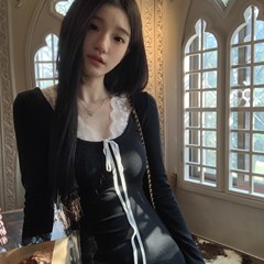 蕾丝拼接蝴蝶结鱼尾连衣裙温柔内搭长裙黑色东南亚甜美清新中东款