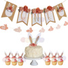 Easter pink cute rabbit one, the cute rabbit ear cake insertion flag, the resurrection party decoration