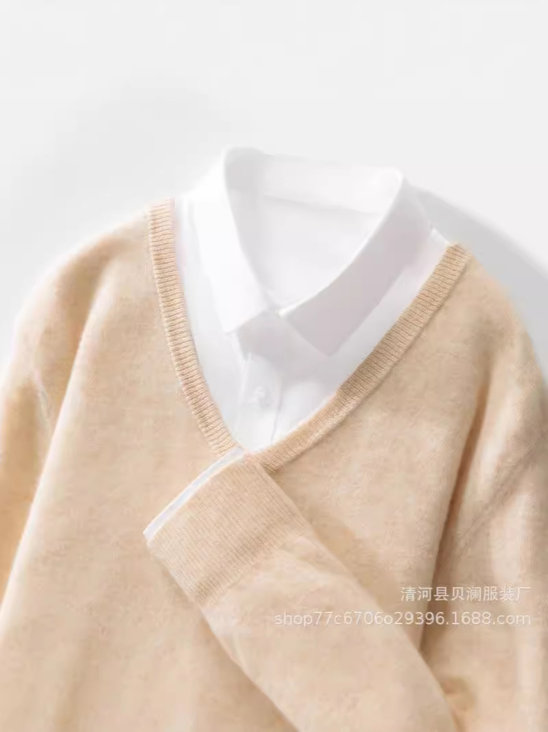 가을과 겨울 새로운 V 넥 스웨터 남자의 단색 풀오버 스웨터 기본 플러스 사이즈 느슨한 캐주얼 니트 캐시미어 YN